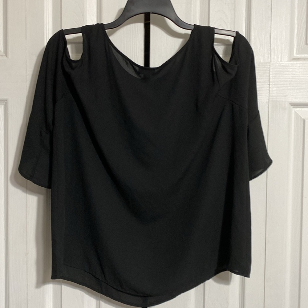 Massimo Black Flutter bell Sleeve Blouse top shirt size XL - Picture 5 of 9